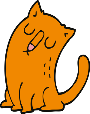 Bir insan tarafından çizilmiş komik bir kedi.