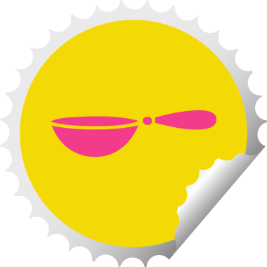 Bir insan tarafından çizilmiş bir kaşığın dairesel kabuk soyucu karikatürü.