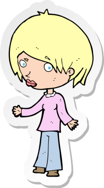 Bir insan tarafından çizilmiş, kafası karışmış bir kadının çıkartması.