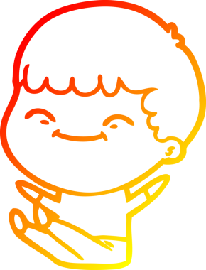 Bir insan tarafından çizilen mutlu bir çocuğun sıcak çizgi çizimi.