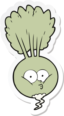 Bir insan tarafından çizilmiş sebze çizgi filminin çıkartması.