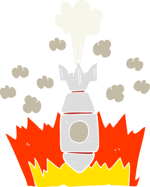 Bir insan tarafından çizilen bombanın düz renk çizimi