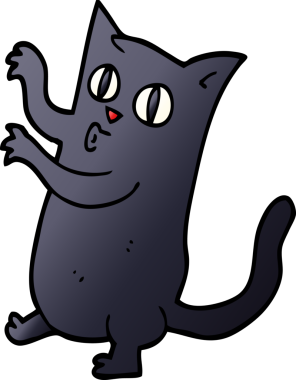 Bir insan tarafından çizilmiş karikatür, ürkütücü kara kedi.