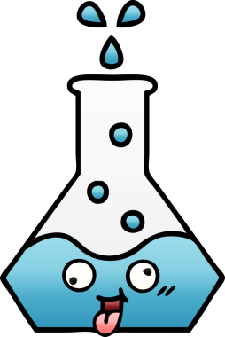 Bir insan tarafından çizilmiş bir deney şişesinin gölgelenmiş gölgesi.