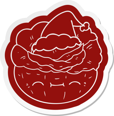 Bir insan tarafından çizilmiş Noel Baba şapkası takan lahana etiketi.