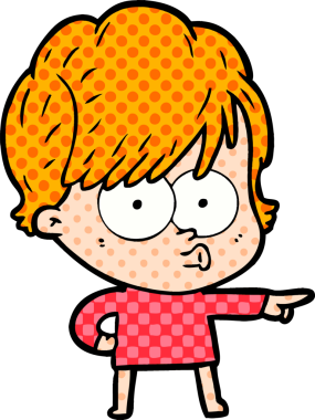 Bir insan tarafından çizilmiş karikatür kadın.