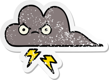 Bir insan tarafından çizilmiş tatlı bir karikatür fırtına bulutunun sıkıntılı çıkartması