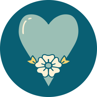 Bir insan tarafından çizilmiş kalp ve çiçeğin ikonik dövme şekli