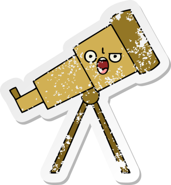 Bir insan tarafından çizilmiş sevimli bir teleskobun sıkıntılı çıkartması.