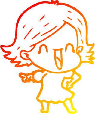 Bir insan tarafından çizilmiş mutlu bir kadının çizgi çizimi.