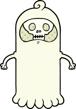 Bir insan tarafından çizilmiş ürkütücü kafatası hayaleti.