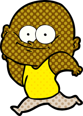 Bir insan tarafından çizilmiş kel bir adam.