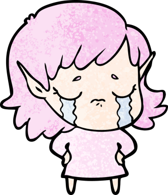 Bir insan tarafından çizilmiş ağlayan elf kızı.