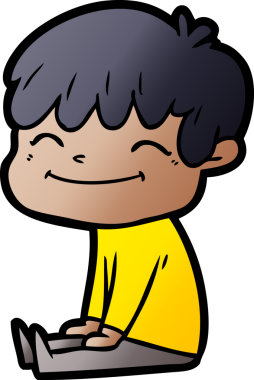 Bir insan tarafından çizilmiş mutlu çocuk çizgi filmi.