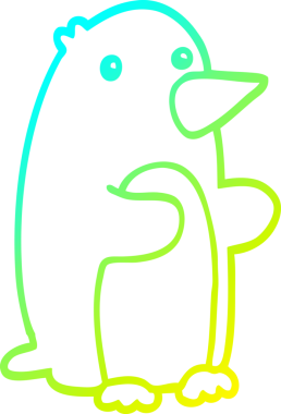 Bir insan tarafından çizilmiş bir penguen karikatürü.