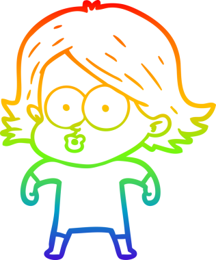 Gökkuşağı gradyan çizimi Bir insan tarafından çizilen çizgi film kızı