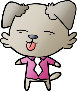 Bir insan tarafından çizilmiş tişörtlü ve kravatlı bir köpek.