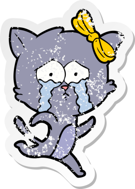 Bir insan tarafından çizilmiş karikatür bir kedinin sıkıntılı çıkartması.