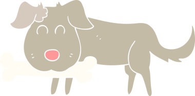 Bir insan tarafından çizilmiş kemikli köpeğin düz renk çizimi