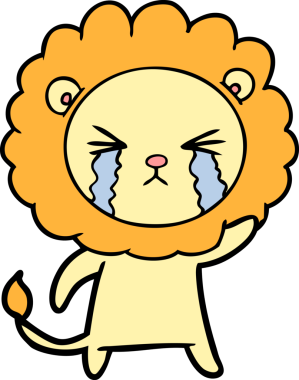 Bir insan tarafından çizilmiş ağlayan bir aslan.