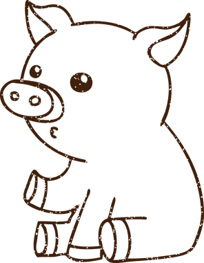 Oturan Domuz Kömürü Bir insan tarafından çizilmiş