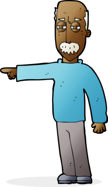 Çizgi filmdeki yaşlı adam el kol hareketi yapıyor. Defol! Bir insan tarafından çizilmiş.