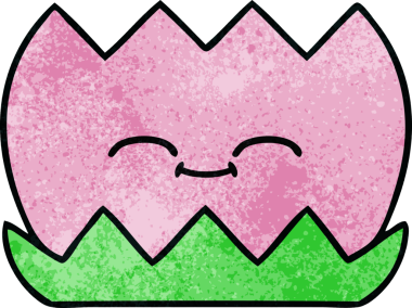 Bir insan tarafından çizilmiş nilüfer çiçeğinin retro grunge deseni.