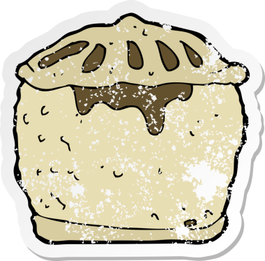 Bir insan tarafından çizilmiş et turtasının retro sıkıntılı etiketi.