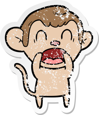 Bir insan tarafından çizilmiş bağıran çizgi film maymunu çıkartması.