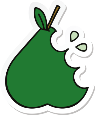 Bir insan tarafından çizilmiş şirin bir armut çıkartması.