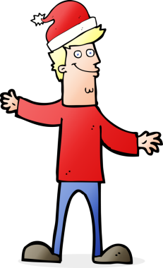 Çizgi filmci bir insan tarafından çizilen Noel için hazırlanıyor.