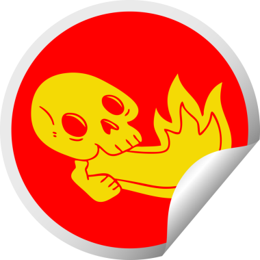 Ateş soluma çizgisi bir insan tarafından çizilmiş tuhaf bir kafatası çizimi.