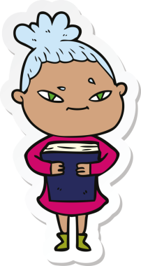 Bir insan tarafından çizilmiş bir karikatür kadının çıkartması.