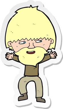 Bir insan tarafından çizilmiş sakallı mutlu bir adamın çıkartması.