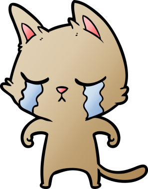 Bir insan tarafından çizilmiş ağlayan çizgi film kedisi.