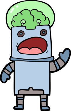 Bir insan tarafından çizilmiş çizgi film robotu