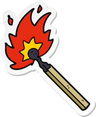 Bir insan tarafından çizilmiş bir karikatür yakma kibriti.