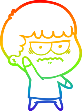 Gökkuşağı gradyan çizgi çizimi Bir insan tarafından çizilmiş rahatsız bir adam