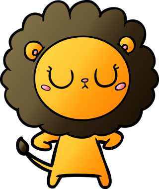 Bir insan tarafından çizilmiş çizgi film aslanı.