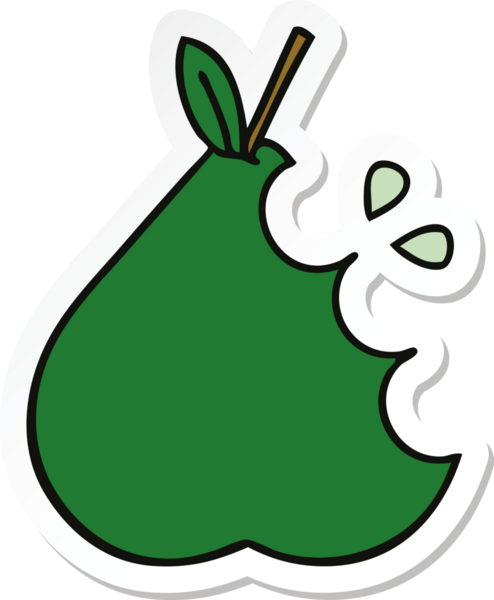 Bir insan tarafından çizilmiş şirin bir armut çıkartması.