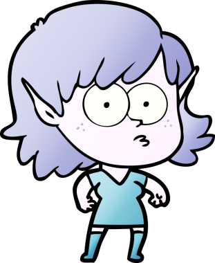 Bir insan tarafından çizilmiş çizgi film elf kızı.