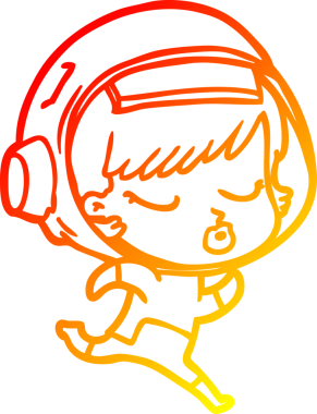 Bir çizgi film karakteri çiziyor. Bir insan tarafından çizilmiş güzel bir astronot kız.