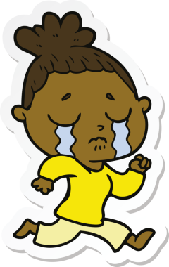 Bir insan tarafından çizilmiş ağlayan bir karikatür çıkartması.