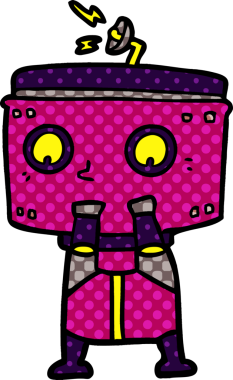 Bir insan tarafından çizilmiş çizgi film robotu