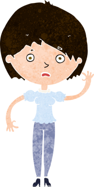 Bir insan tarafından çizilmiş, el sallayan bir kadın.