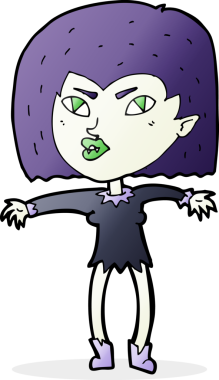 Bir insan tarafından çizilmiş vampir kız çizgi filmi.