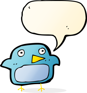 bir insan tarafından çizilmiş konuşma baloncuklu mavi kuş.