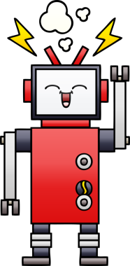 Bir insan tarafından çizilmiş bir robotun gölgelenmiş çizimi