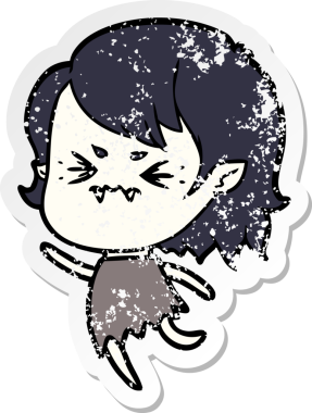 Bir insan tarafından çizilmiş rahatsız bir vampir kızın sıkıntılı çıkartması.