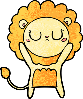 Bir insan tarafından çizilmiş çizgi film aslanı.